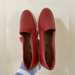 Clarks Danelly Molly Espadrille Leather Loafer Women Red Slip On Size 12 NWT